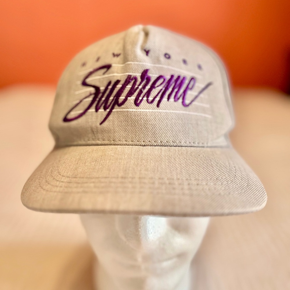 Supreme light grey StarterCap with Purple Script💯authentic